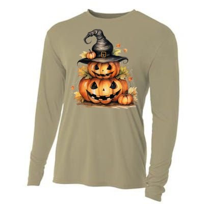 Halloween Pumpkin Witch Fall Autumn Illustration Cooling Performance Long Sleeve Crew