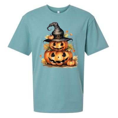 Halloween Pumpkin Witch Fall Autumn Illustration Sueded Cloud Jersey T-Shirt