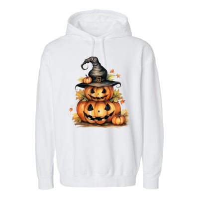 Halloween Pumpkin Witch Fall Autumn Illustration Garment-Dyed Fleece Hoodie