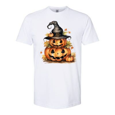 Halloween Pumpkin Witch Fall Autumn Illustration Softstyle CVC T-Shirt