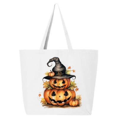 Halloween Pumpkin Witch Fall Autumn Illustration 25L Jumbo Tote