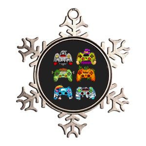 Halloween Pumpkin Witch Gaming Controllers Zombie Metallic Star Ornament