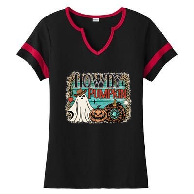 Howdy Pumpkin Western Halloween Spooky Season Ladies Halftime Notch Neck Tee