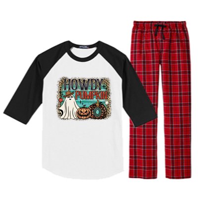 Howdy Pumpkin Western Halloween Spooky Season Raglan Sleeve Pajama Set