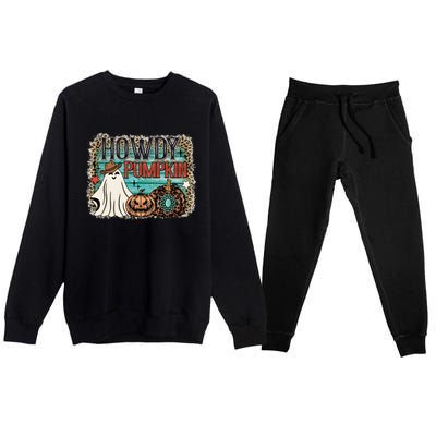 Howdy Pumpkin Western Halloween Spooky Season Premium Crewneck Sweatsuit Set