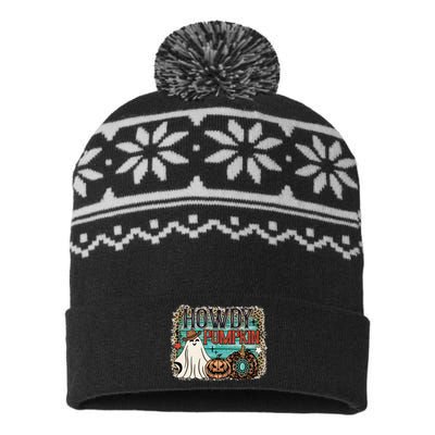 Howdy Pumpkin Western Halloween Spooky Season USA-Made Snowflake Beanie