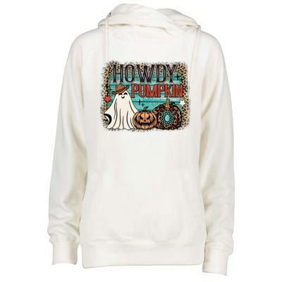 Howdy Pumpkin Western Halloween Spooky Season Womens Funnel Neck Pullover Hood