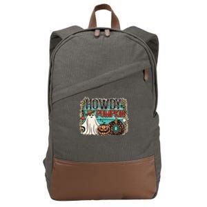 Howdy Pumpkin Western Halloween Spooky Season Cotton Canvas Backpack