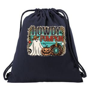 Howdy Pumpkin Western Halloween Spooky Season Drawstring Bag