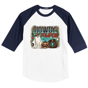 Howdy Pumpkin Western Halloween Spooky Season Baseball Sleeve Shirt