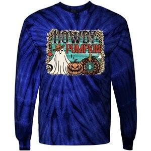 Howdy Pumpkin Western Halloween Spooky Season Tie-Dye Long Sleeve Shirt