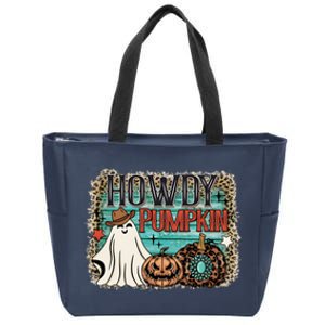 Howdy Pumpkin Western Halloween Spooky Season Zip Tote Bag