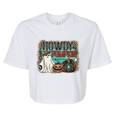 Howdy Pumpkin Western Halloween Spooky Season Bella+Canvas Jersey Crop Tee