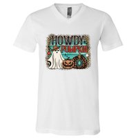 Howdy Pumpkin Western Halloween Spooky Season V-Neck T-Shirt