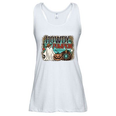 Howdy Pumpkin Western Halloween Spooky Season Ladies Essential Flowy Tank