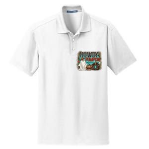 Howdy Pumpkin Western Halloween Spooky Season Dry Zone Grid Polo