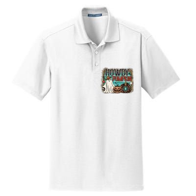 Howdy Pumpkin Western Halloween Spooky Season Dry Zone Grid Polo