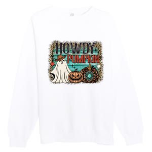 Howdy Pumpkin Western Halloween Spooky Season Premium Crewneck Sweatshirt