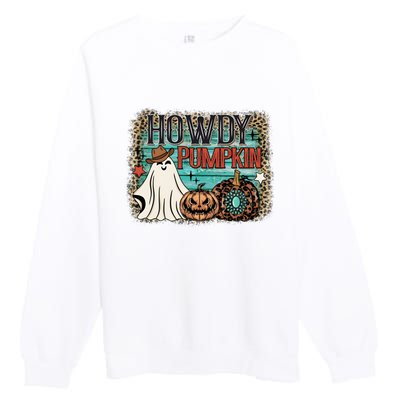 Howdy Pumpkin Western Halloween Spooky Season Premium Crewneck Sweatshirt