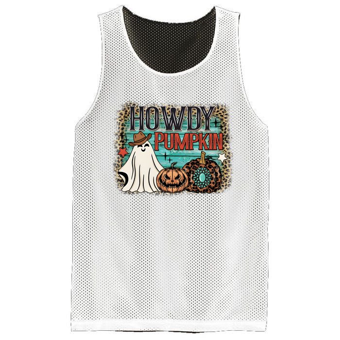 Howdy Pumpkin Western Halloween Spooky Season Mesh Reversible Basketball Jersey Tank