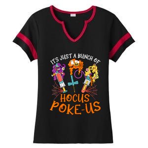 Hocus Pokeus Witch Nurse Halloween Medical Lab Tech Spooky Ladies Halftime Notch Neck Tee