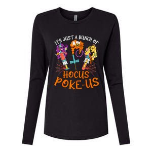 Hocus Pokeus Witch Nurse Halloween Medical Lab Tech Spooky Womens Cotton Relaxed Long Sleeve T-Shirt