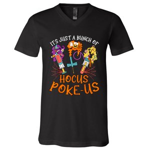 Hocus Pokeus Witch Nurse Halloween Medical Lab Tech Spooky V-Neck T-Shirt