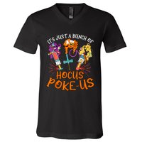 Hocus Pokeus Witch Nurse Halloween Medical Lab Tech Spooky V-Neck T-Shirt