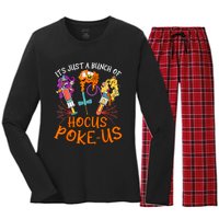 Hocus Pokeus Witch Nurse Halloween Medical Lab Tech Spooky Women's Long Sleeve Flannel Pajama Set 