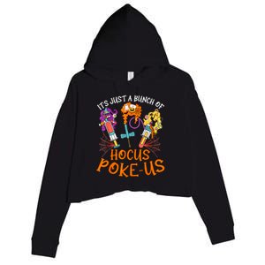 Hocus Pokeus Witch Nurse Halloween Medical Lab Tech Spooky Crop Fleece Hoodie