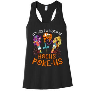 Hocus Pokeus Witch Nurse Halloween Medical Lab Tech Spooky Women's Racerback Tank