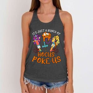 Hocus Pokeus Witch Nurse Halloween Medical Lab Tech Spooky Women's Knotted Racerback Tank