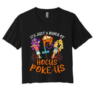 Hocus Pokeus Witch Nurse Halloween Medical Lab Tech Spooky Women's Crop Top Tee