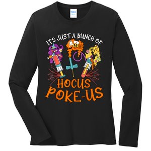 Hocus Pokeus Witch Nurse Halloween Medical Lab Tech Spooky Ladies Long Sleeve Shirt