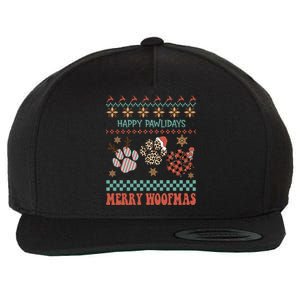 Happy Pawlidays Woof You A Merry Christmas Dog Meaningful Gift Wool Snapback Cap