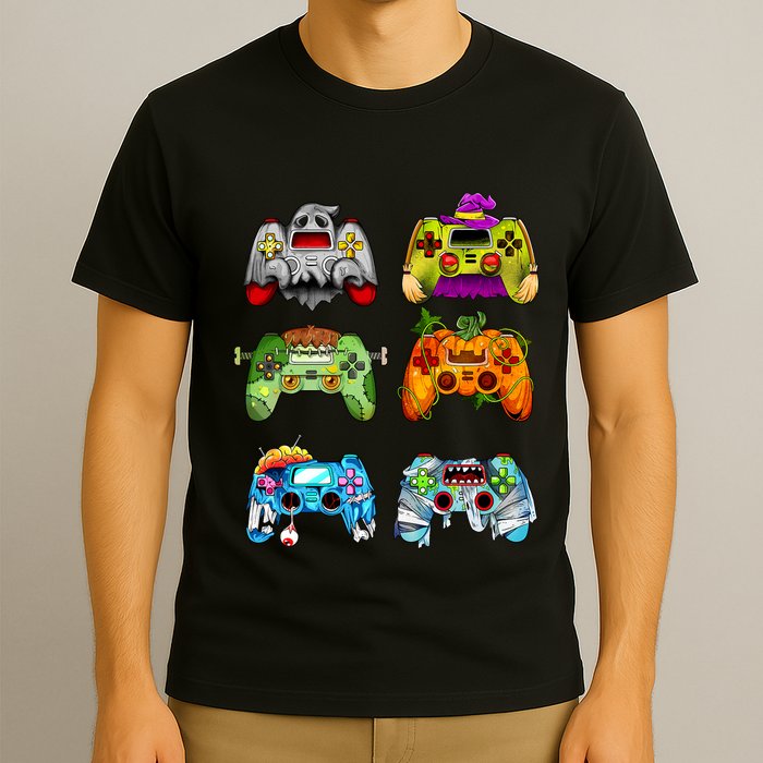 Halloween Pumpkin Witch Gaming Controllers Zombie T-Shirt