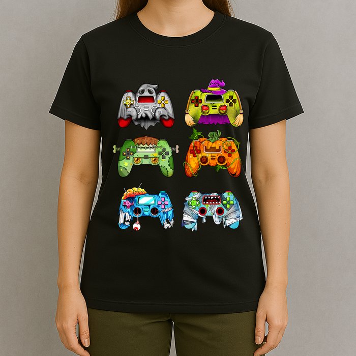 Halloween Pumpkin Witch Gaming Controllers Zombie T-Shirt