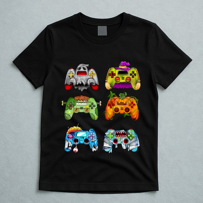 Halloween Pumpkin Witch Gaming Controllers Zombie T-Shirt