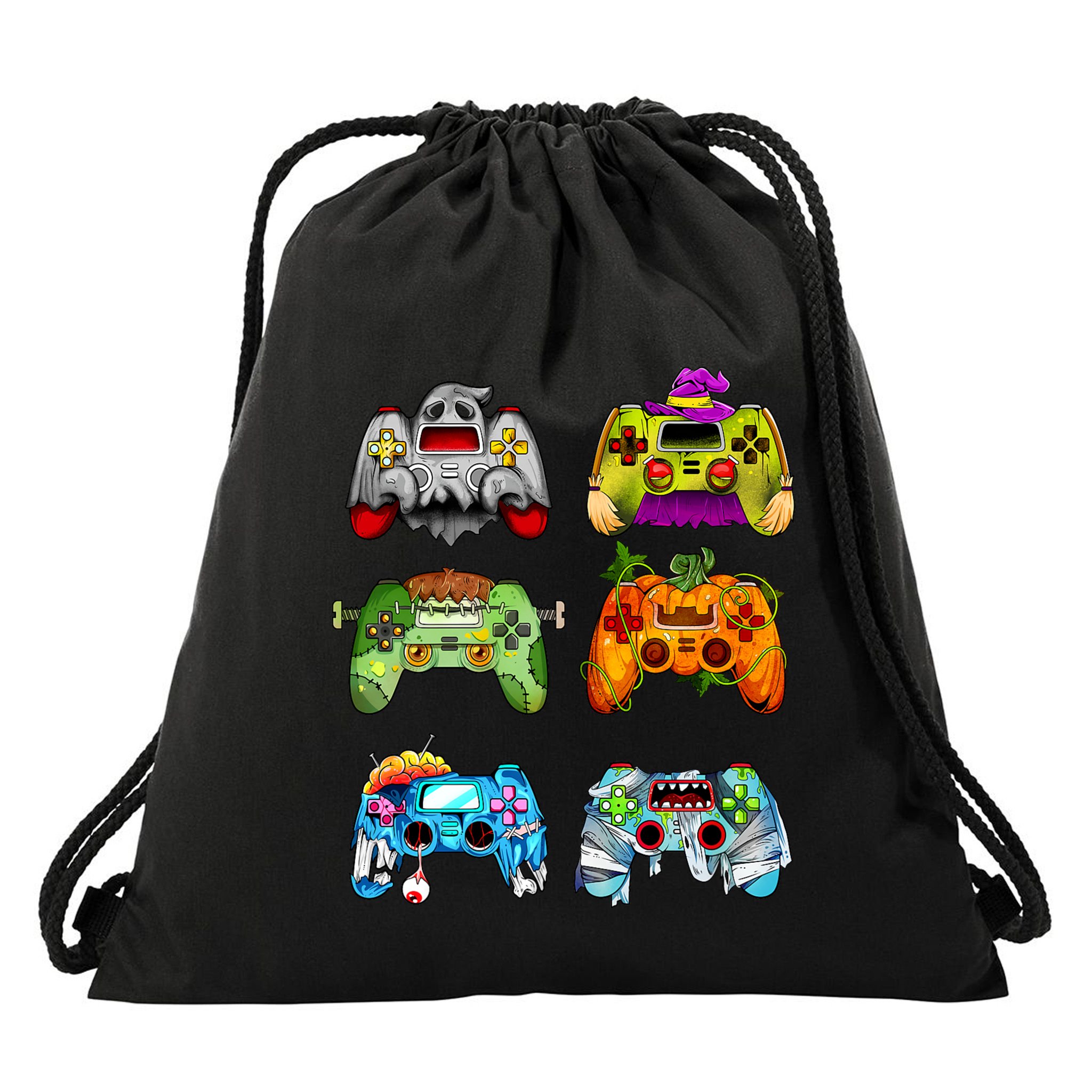 Halloween Pumpkin Witch Gaming Controllers Zombie Drawstring Bag