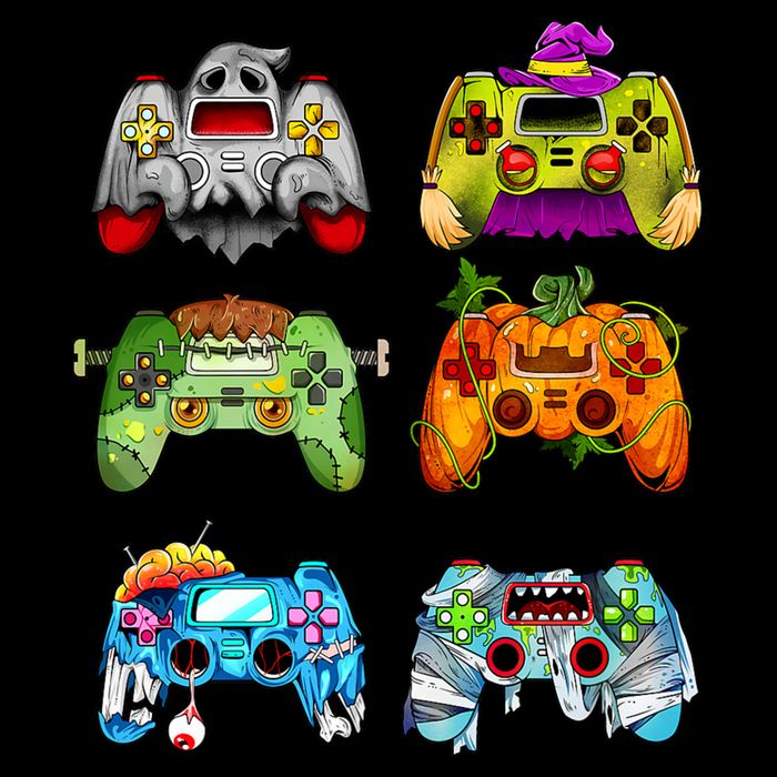 Halloween Pumpkin Witch Gaming Controllers Zombie Pajama Set