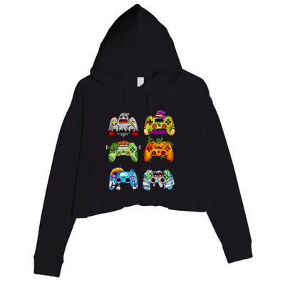 Halloween Pumpkin Witch Gaming Controllers Zombie Crop Fleece Hoodie