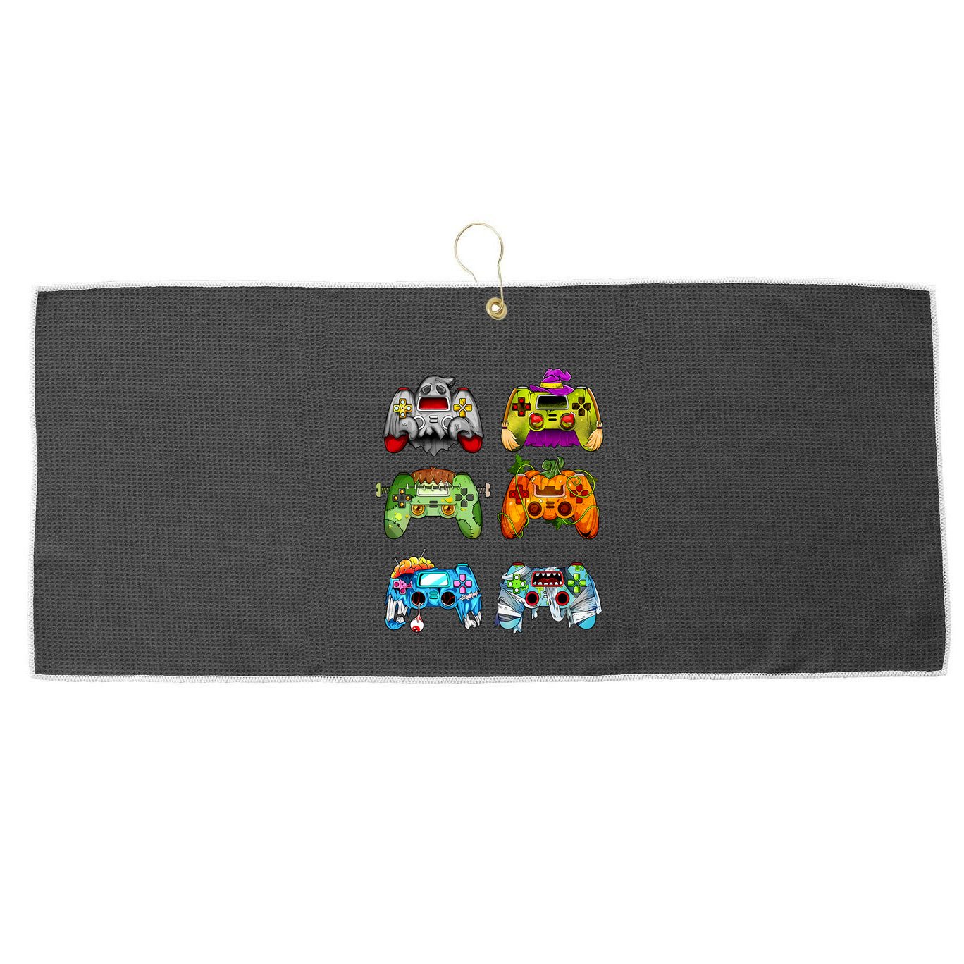 Halloween Pumpkin Witch Gaming Controllers Zombie Large Microfiber Waffle Golf Towel