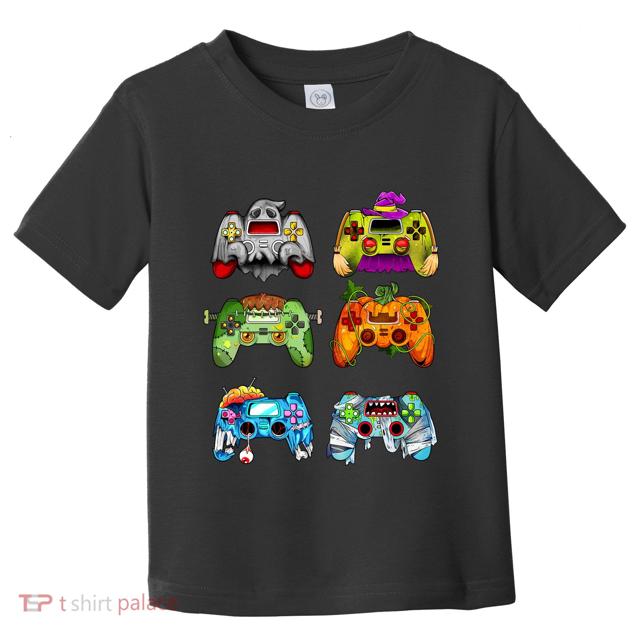 Halloween Pumpkin Witch Gaming Controllers Zombie Toddler T-Shirt