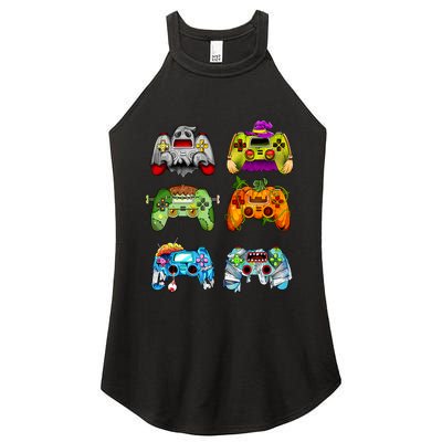 Halloween Pumpkin Witch Gaming Controllers Zombie Women's Perfect Tri Rocker Tank