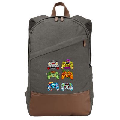 Halloween Pumpkin Witch Gaming Controllers Zombie Cotton Canvas Backpack
