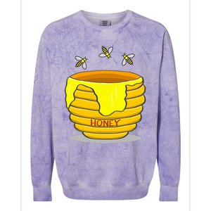 Honey Pot With Honey Bees Colorblast Crewneck Sweatshirt