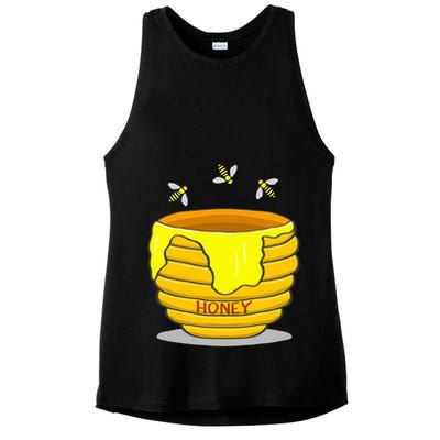 Honey Pot With Honey Bees Ladies PosiCharge Tri-Blend Wicking Tank