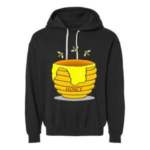 Honey Pot With Honey Bees Garment-Dyed Fleece Hoodie