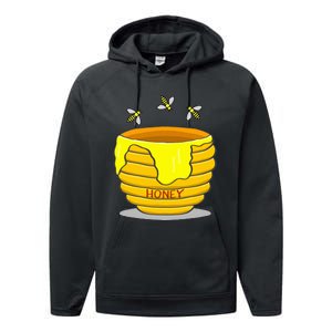 Honey Pot With Honey Bees Performance Fleece Hoodie