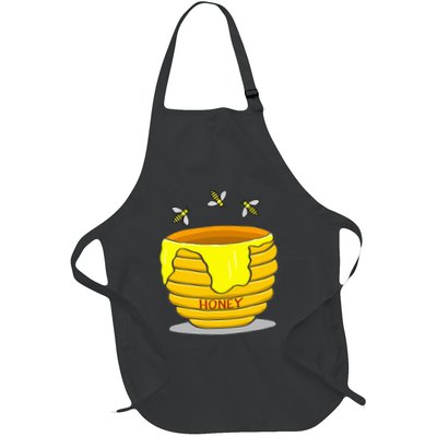 Honey Pot With Honey Bees Full-Length Apron With Pockets